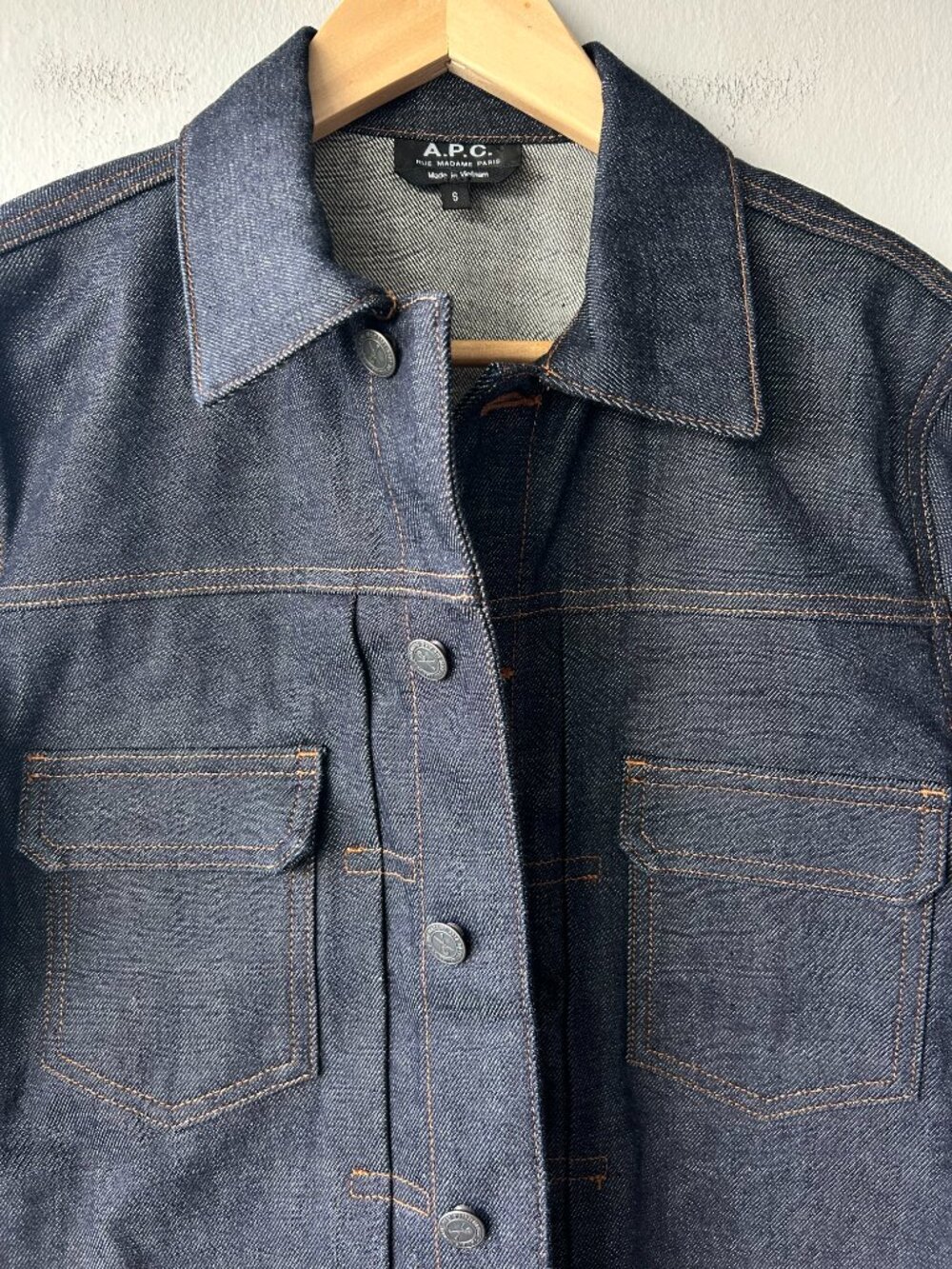 A.P.C. Veste Jean Work Denim Jacket Indigo 100% Cotton Utility S - Picture 2 of 10